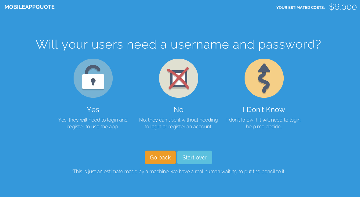question about usernames and passwords from mobileappquote.com