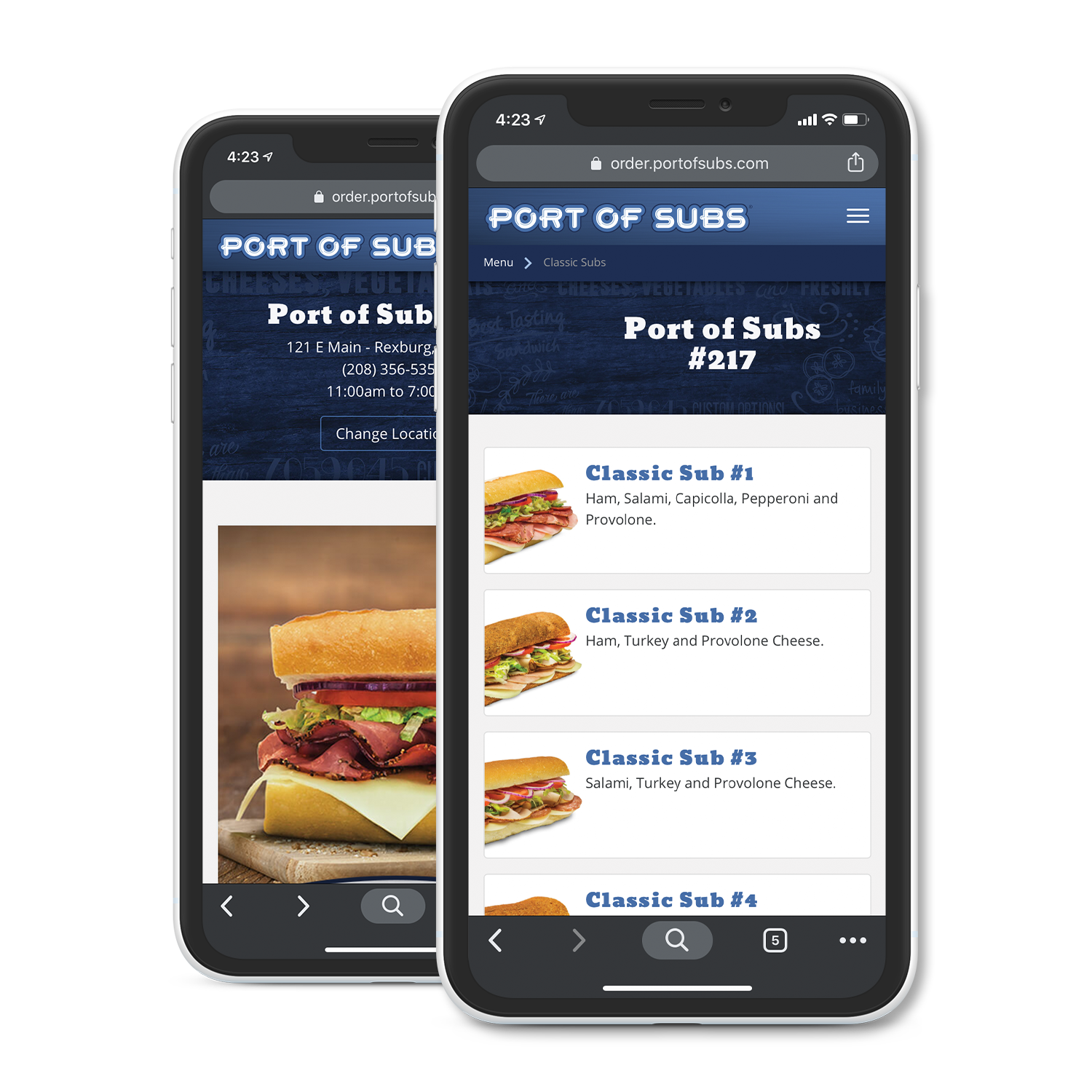 Port of subs menu