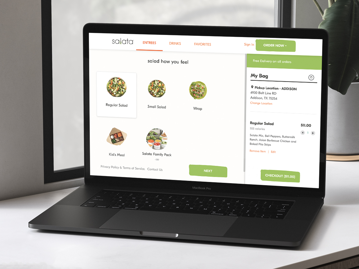 salata online ordering on laptop